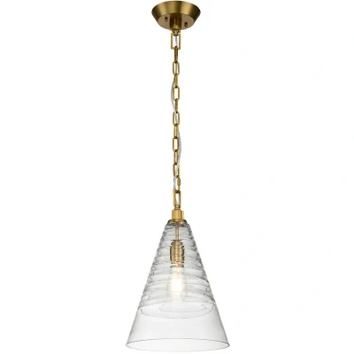 Image of Feiss Elmore Dome Pendant Ceiling Light Burnished Brass