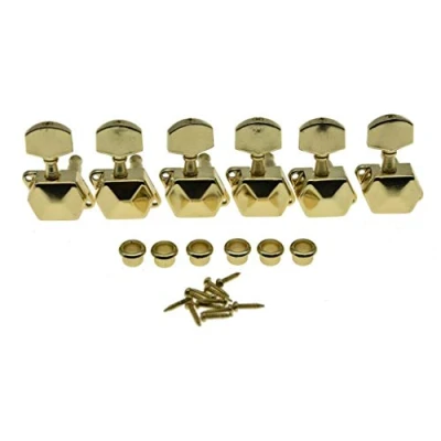 Image of KAISH 6 Inline Semi Closed Guitar Tuning Keys Pegs Tuners Machine Heads for Electric Guitars Gold