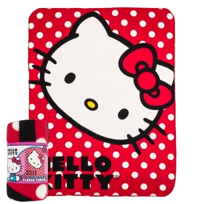 Image of Nickelodeon SANRIO Hello Kitty, Polka Dot Kitty Fleece Throw Blanket, 45&quot; x 60&quot;, Multi Color