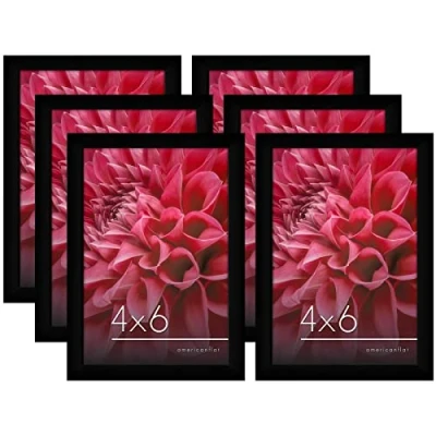Image of Americanflat 6x4 Photo Frames in Black Set of 6 Gallery Wall Picture Frame with Polished Glass Horizontal and Vertical Formats for Tabletop
