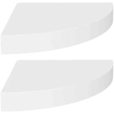 Image of vidaXL Floating Corner Shelves, 2 pcs, Display Worthy White 9.8&quot;x9.8&quot;x1.5&quot;, Durable Honeycomb MDF &amp; Metal, Invisible Mounting