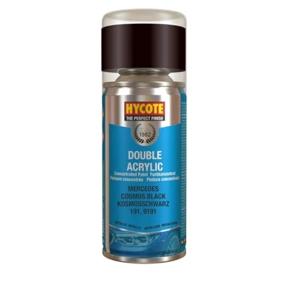 Image of Hycote Double Acrylic Aerosol Car Spray Paint, Mercedes Cosmos Black, 150 ml