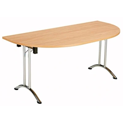 Image of One Union Folding Table 1600 X 800 Chrome Frame Beech 2 D End Top