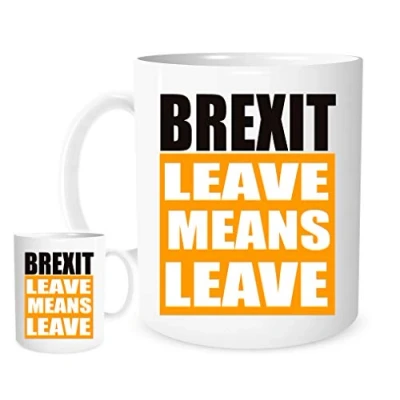 Image of 11OZ Brexit Leave Means Logo Mug, Lovely Ceramic Gift Mug Featuring Emblem British Nationalism Political Slogan