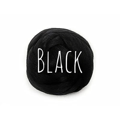 Image of Chunky Wool Black for arm Knitting Blanket Weaving Felting Jumbo Yarn Giant Soft 100g (0.22lb)
