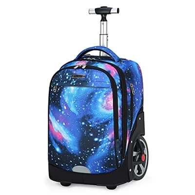 Image of ANSIEDIO Boys Trolley School Bag, Waterproof Rucksack Backpack Bookbag Bag with Wheels (Starry Blue)