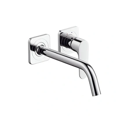 Image of Hansgrohe 34116000 Axor Citterio M Wall Washbasin Installation Set Long Spout with Buffer Chrome
