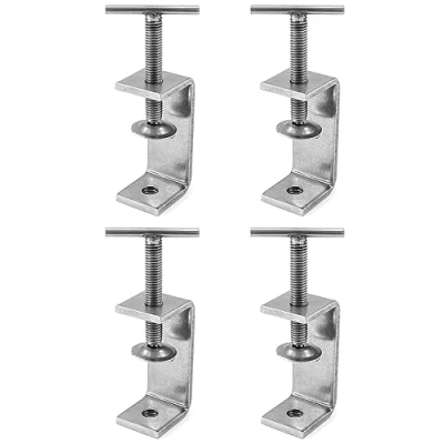 Image of QWORK 4Pcs 304 Stainless Steel C Clamp Tiger clamp, Heavy Duty for Home Improvement and Automotive Repair, Hand Twist, Style 2