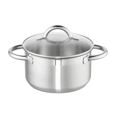 Image of Schulte Ufer Loop Casserole Pot 20 cm Approx. 3.5 L with Glass Lid 18/10 Steel