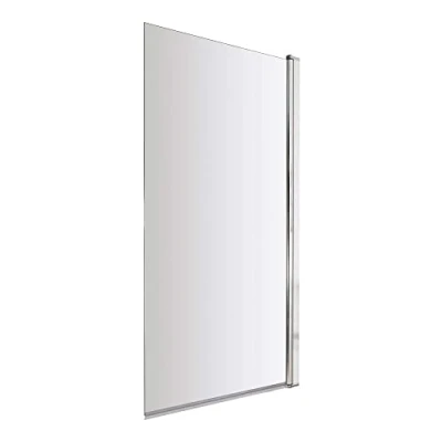 Image of VeeBath Bath Shower Screen, Square Edge Pivot Enclosure Reversible Toughened Glass Bathtub Door 1400x800mm, Chrome