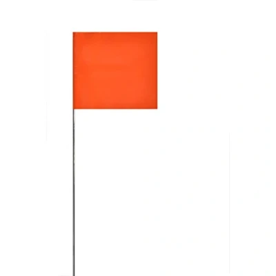 Image of Swanson Tool Co FOR15100 2.5 Inch by 3.5 Marking Flags with 15 Wire Staffs, Orange, 100 Pack