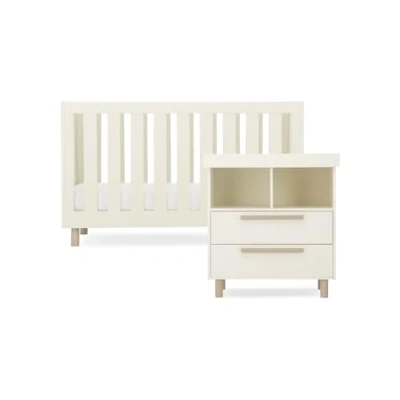 Image of CuddleCo Harper 2 Piece Nursery Furniture Set Cream &amp; Ash