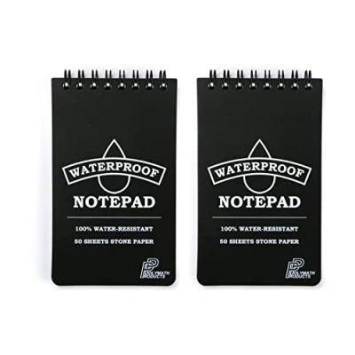 Image of Waterproof Notepad (2 pack) 100% water resistant stone paper notebook. Handy pocket/palm size (3 x 5 inches).