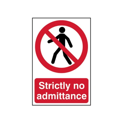 Image of Scan SCA0608 Self adhesive PVC sign Strictly no admittance 200 x 300mm