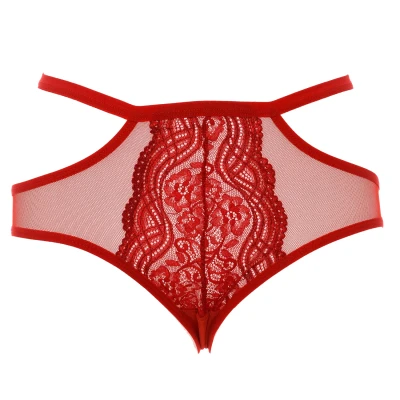 Image of Kisses&amp;Love Womens Lace culotte panties with waist strap 21681 woman Red Size Large