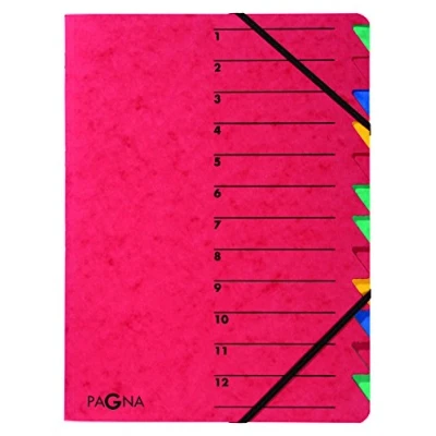 Image of Pagna Easy 24131 01 Index File Pressboard A4 12 Compartments Coloured Cover Red