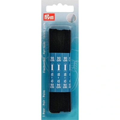 Image of Prym Flat Laces, Black, 90 cm x 8 mm, Schwarz, 2 Stück