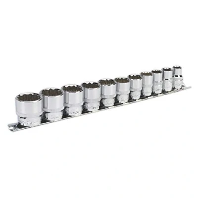 Image of Sealey Premier Socket Set 11pc 3/8&quot;Sq Drive 12pt WallDrive® Imperial