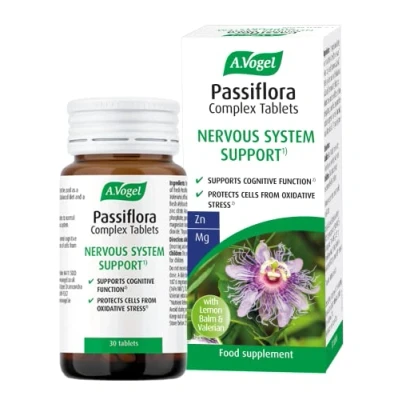 Image of A.Vogel Passiflora Complex 30 Tablets Supports Relaxation Extracts of Passion Flower, Lemon Balm, Magnesium for Nervous System &amp; Zinc to Protect Cells from Oxidative Stress
