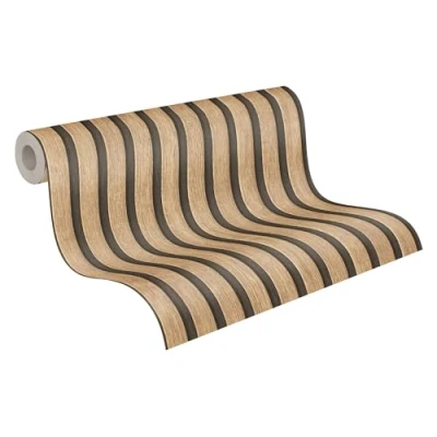 Image of A.S. Création Wood Look Beige Brown Wallpaper 391091 Acoustic Panels Wooden Wall 10,05m x 0,53m PintWalls II Made in Germany