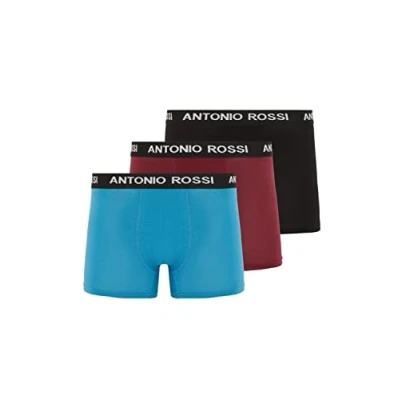 Image of ANTONIO ROSSI (3/6 Pack) Men&#039;s Fitted Boxer Hipsters Mens Boxers Shorts Multipack with Elastic Waistband Cotton Rich, Comfortable Underwear, Black, Blue, Burgundy (3 Pack), S