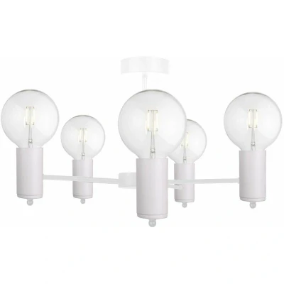 Image of Arde Multi Arm Semi Flush Ceiling Light White, 60cm, 5x E27