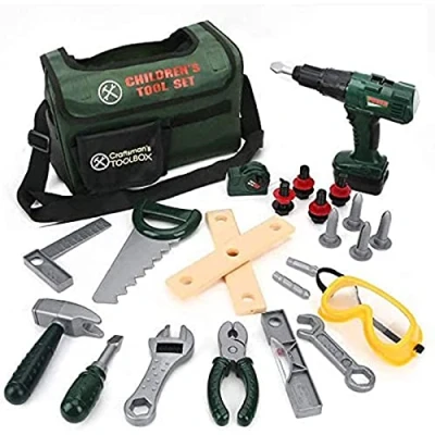 Image of 28 PCS Kids Tool Set,Pretend Play Toy with Storage Bag Electric Drill Screwdriver and Accessories,Construction Tools Kits Learning Gifts Educational Toys for Boys Girls 3 Years +