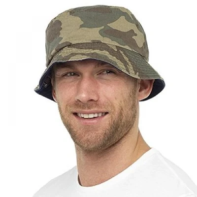 Image of Rjm Mens Reversible Camouflage Bucket Bush Summer Sun hat (M/L)
