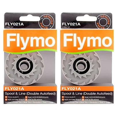 Image of Flymo Genuine Contour XT/Auto/Auto Plus Strimmer Spool &amp; Line Double Autofeed (Pack of 2, FLY021A)