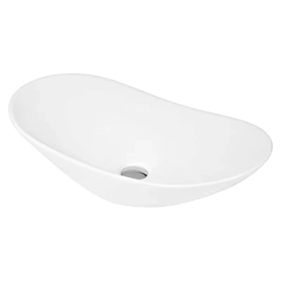 Image of Hudson Reed NBV159 Modern Bathroom Rounded Countertop Vessel Basin, White, 120mm x 450mm