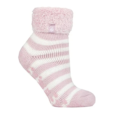 Image of Heat Holders Womens Ladies Non Slip Thermal Low Cut Fluffy Slipper Socks Pink Size 4 6.5 (UK Shoe)