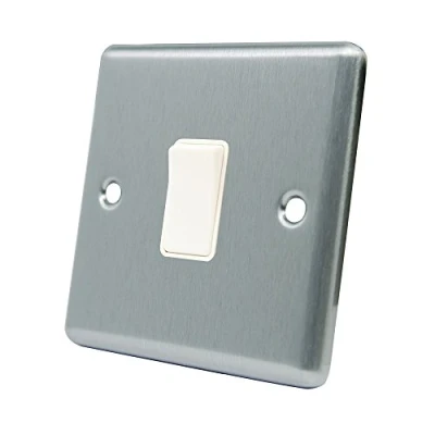 Image of AET CSC1GSWIWH Satin Chrome Classical White Insert Plastic Rocker Switch 10 Amp Single 1 Gang 2 Way Light Switch, 240 V