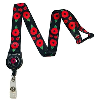 Image of 20mm Poppy Badge Reel Lanyard with Safety Breakaway