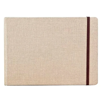 Image of Clairefontaine Ref 96108C Goldline Landscape Travel Album (Pack of 30 Pages) A5 (148 x 210mm) in Size, 180gsm Paper, Elastic Strap Closure Suitable for Wet &amp; Dry Techniques