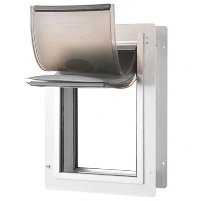 Image of VEVOR Pet Door, 14.25&quot; x 21.1&quot; Metal Frame with Lock and 3 Flap System, Weatherproof Doggy Easy to Install in Interior or Exterior Walls, Door Suitable for Cat Doggie Kitties (White Large)