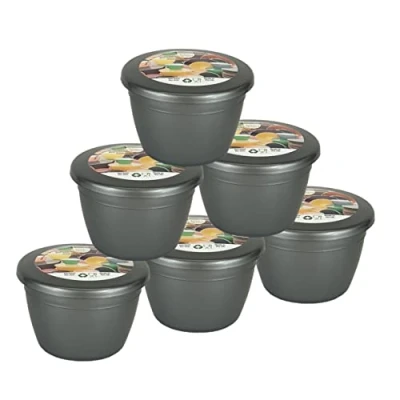 Image of Just Pudding Basins Silver Coloured 1/4 Pint Small Basin and Lid Pack of 6 Plastic Steaming Bowls…