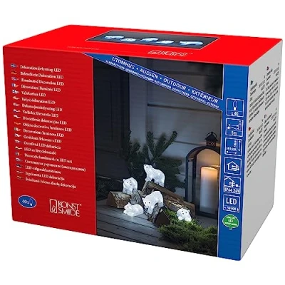 Image of Konstsmide Christmas Outdoor Figures Decoration/Outside Lights LED Acrylic Decoration &quot;Five Baby Polar Bears&quot; / Lighting (IP44) 40 Ice White LEDs/Transparent Cable