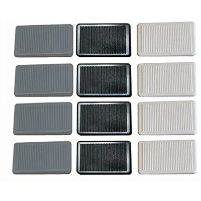 Image of 12 x fiXte Furniture Wedges Levellers Levelling Shims Soft Rubber Flexible Stackable Mixed Colours White, Black and Grey