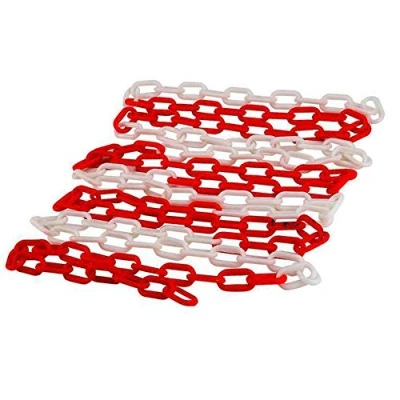 Image of 5m x 6mm Plastic Barrier Chain Link Warning Safety Decorative Garden Red and White