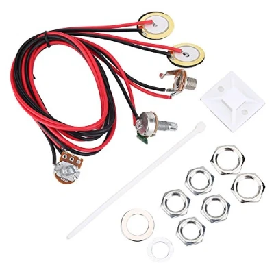 Image of Dilwe Acoustic Guitar Pickup, Piezo Contact Microphone for Guitar, Violin, Ukulele, Including Lump Nuts, Washers, Belt