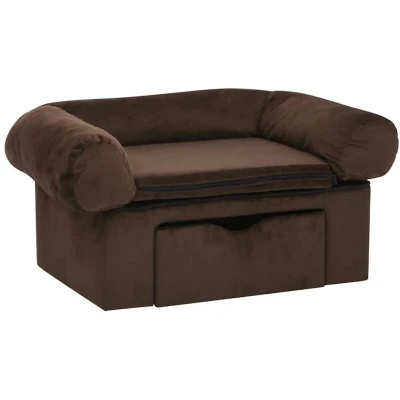 Image of vidaXL Dog Sofa with Drawer Brown 75x50x38 cm Plush