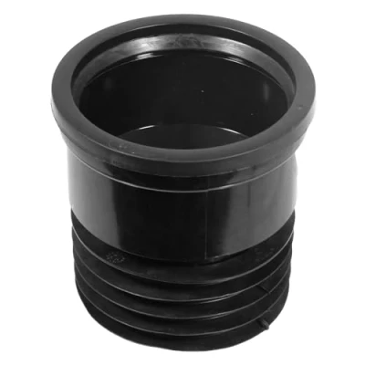 Image of SPARES2GO 110mm 4&quot; Soil Pipe to Clay Cast Iron Push Fit Waste Drain PVC Connector Adaptor (Black)