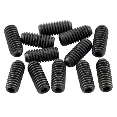 Image of Musiclily Ultra UNF#4 48X1/4 Inch Stainless Steel Bridge Saddle Height Screws for USA Electric Guitar, Black (Set of 12)