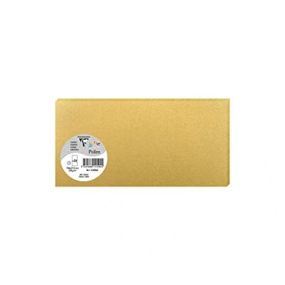 Image of Clairefontaine Ref 11590C Pollen Iridescent Card (Pack of 25 Sheets) 106 x 213mm Sized, 210gsm Grained Card, Acid Free, Inkjet &amp; Laser Printer Compatible Gold