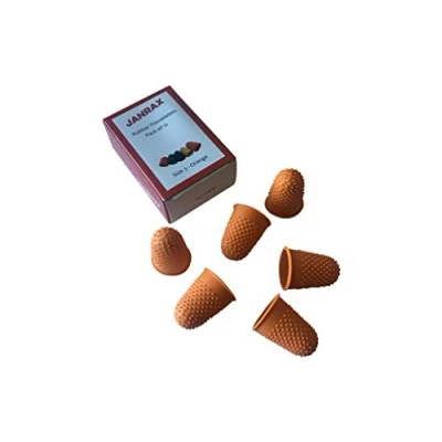 Image of Pack of 12 Orange No.3 Rubber Thimblettes Extra Large Thimble Finger Cones