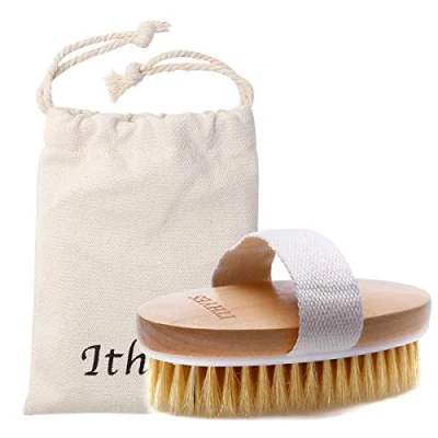 Image of Ithyes Dry Brushing Body Brush Exfoliating Natural Bristle Bath for Remove Dead Skin Toxins Cellulite,Treatment,Improves Lymphatic Functions,Exfoliates,Stimulates Blood Circulation
