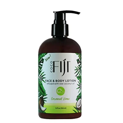 Image of Coco Fiji Face &amp; Body Lotion Infused With Coconut Oil for Dry Skin Moisturizer Cream Massage Women Men Lime 12 oz, Pack of 1