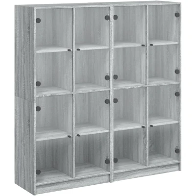 Image of vidaXL Bookcase with Doors Grey Sonoma 136x37x142 cm Engineered Wood