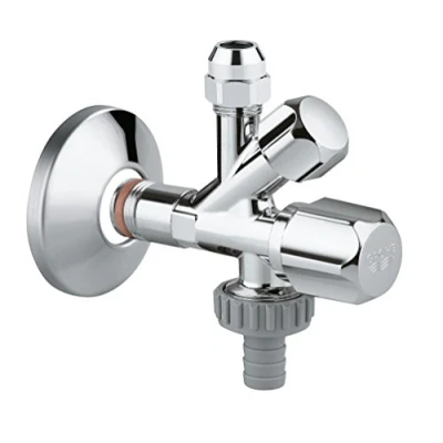 Image of GROHE Angle Valves Neutral Handle Original Was Combination Service Valve 1/2&quot; Chrome 22036000