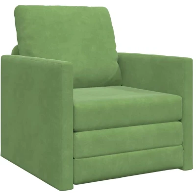 Image of vidaXL Floor Sofa Bed 2 in 1 Light Green 74x77x81 cm Velvet